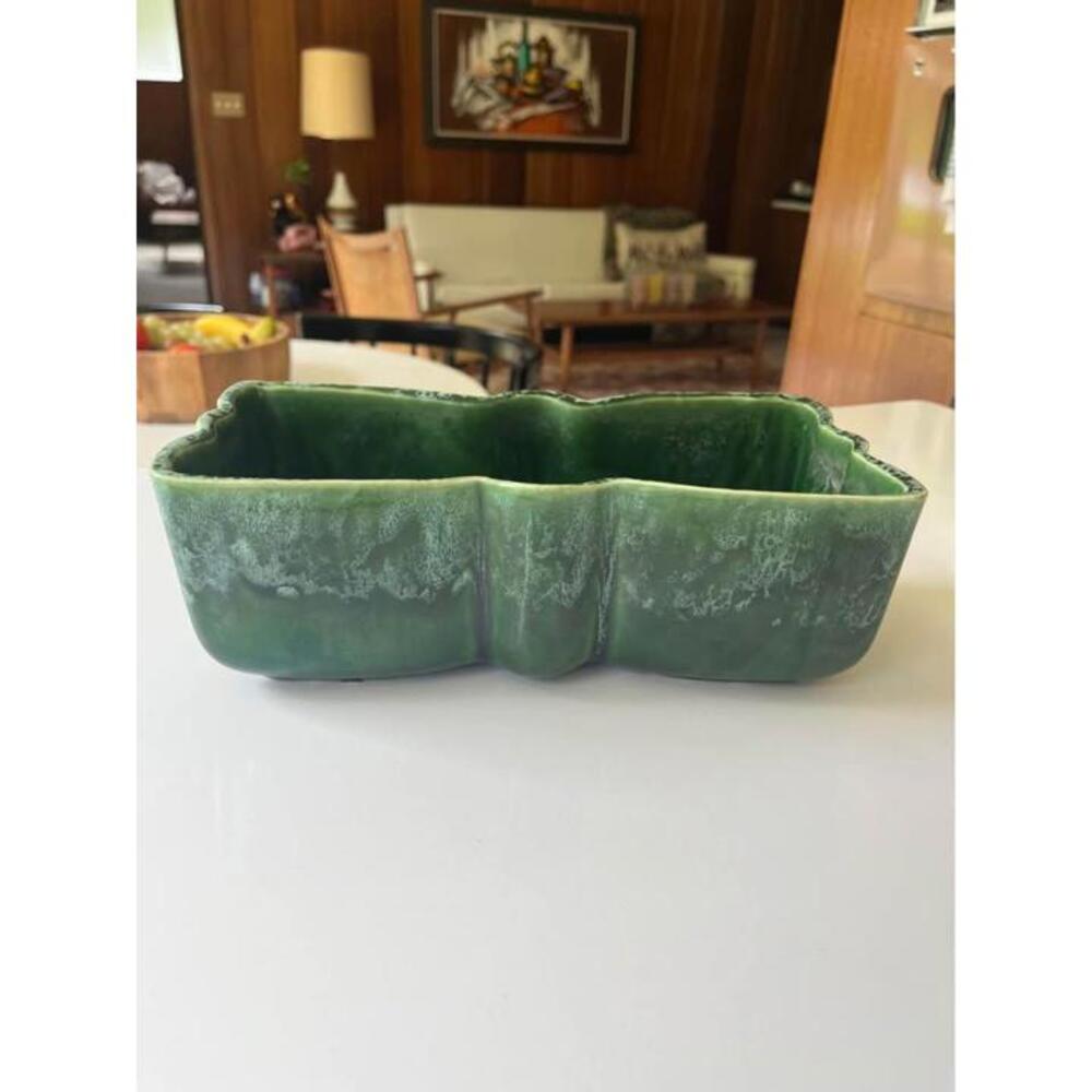 vintage pottery butterfly shaped planter green